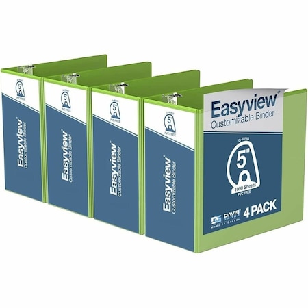 Davis Group Easyview Premium, Angle D Ring, Customizable, View Binder, (Lime Green, 5"), PK4 8407-24-04