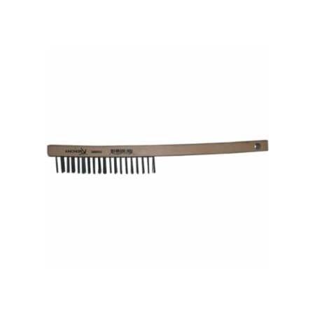 Anchor Brand Hand Scratch Brush, 3 X 19 Rows, Stainless Steel Wire, Curved Wood Handle 102-388SS