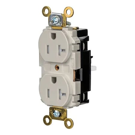 Hubbell Wiring Device-Kellems Straight Blade Receptacle, 5-20R, 20 A, 125V AC, 2 Pole, 3 Wire, Surface Mount, Grounded HBL5362STLATR