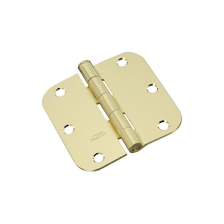 National Hardware Door Hinge, 3-1/2 in H Frame Leaf, Steel, Polished Brass, Non-Rising, Removable Pin, 50 lb N830-322