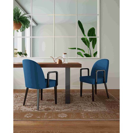 Manhattan Comfort Hillman Dining Arm Chair - in Blue, PK2 2-DC087AR-BL