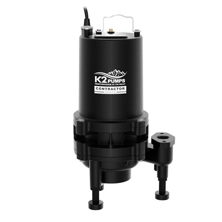 K2 Pumps Contractor Series 2 HP Grinder Pump with Stainless Steel Cutter, 230 Volt, 15 Amps SWG20001DBK