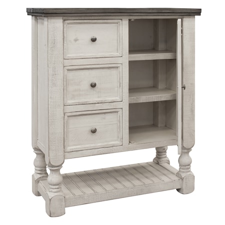 Homeroots 39" Gray and Ivory Solid Wood Three Drawer Chest 524568