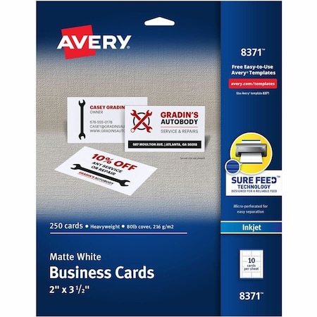 Avery Business Cards 2" x 3.5", Sure Fe, PK250 8371