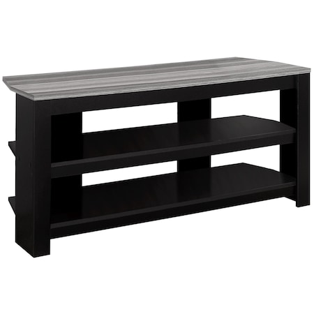 Homeroots 42in Black and Gray Open Shelving TV Stand 332877