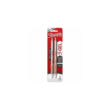 Sharpie S-Gel Pens, 0.7 mm Pen Point, Black Ink, Champagne Metal Barrel, 6PK 2194707