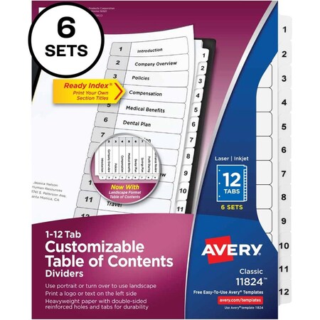 Workstationpro Ready Index 12-Tab Binder Dividers, 6PK TH3757524