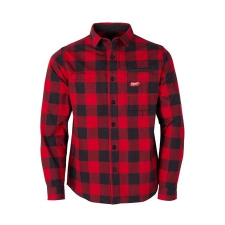 Milwaukee Hand Trucks Gridiron M Long Sleeve Men's Collared Red Flannel Shirt M551R-M