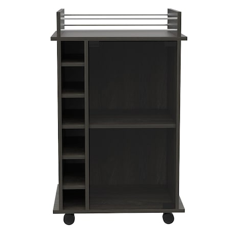 Homeroots 22in Espresso Wood Rolling Bar Cart With Wine Storage 477744