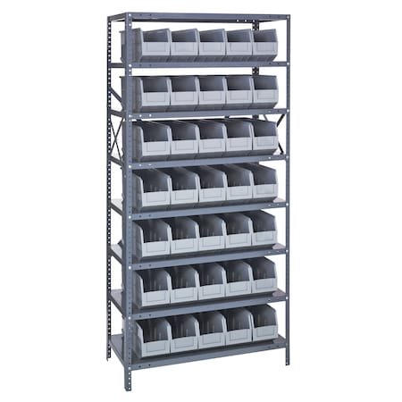 Quantum Storage Systems STEEL SHELVING UNIT W/ 35 BINS GRAY 1275-441GY