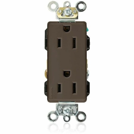 Leviton Straight Blade Receptacle, 5-15R, 15 A, 125V AC, 2 Pole, 3 Wire, Flush Mount, Self-Grounded 16262