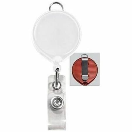 Brady BADGE REEL, WHITE, 30MM BILLBOARD BADGE REEL, NO STICKER, W/CLEAR STRAP 2124-3038