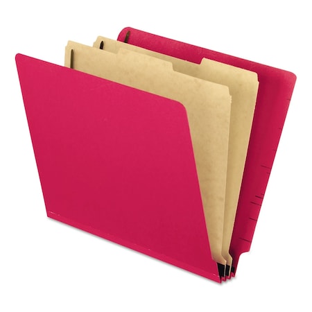 Pendaflex Pressboard End Tab Folders, Straight Tab, Expands 2", 2 Dividers, 6 Fasteners, Letter, Red, 10PK 23216EE