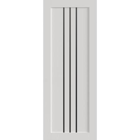 Sartodoors Slab Door Panel 30 x 84 inches, BASIC 4906 White with Black Glass, Bathroom Bedroom Doors BASIC4906S-WS-3084