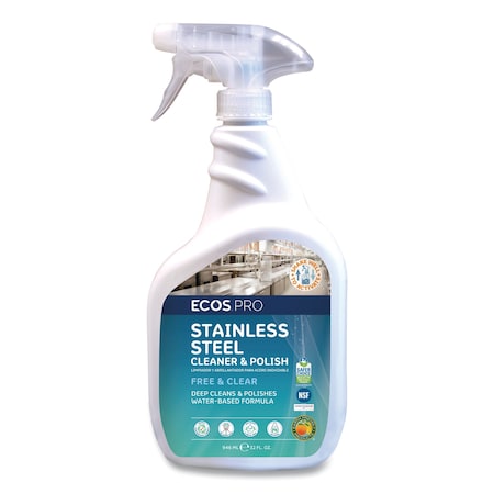 Ecos Pro Stainless Steel Cleaner and Polish, 32 oz Spray PL9330/6