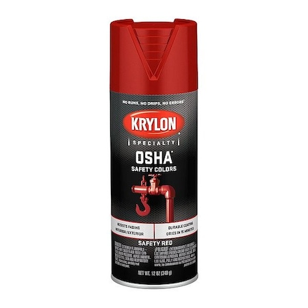 Krylon Spray Paint, Safety Red, Gloss, Solvent, 12 oz K02116777
