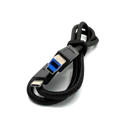 Sanoxy USB-C to USB-B Printer Cable Nylon Braided 3ft Black USB3-TYPEC-Prnt-3ft