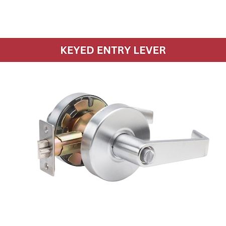 Global Door Controls GAL Series Eiffel Style Heavy-Duty Residential Cylindrical Lever, Grade 2 Entry in Brushed Chrome GAL-1151L-R-626