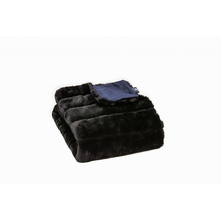 Homeroots 60" X 2" Black Faux Fur Plush Throw Blanket 386749