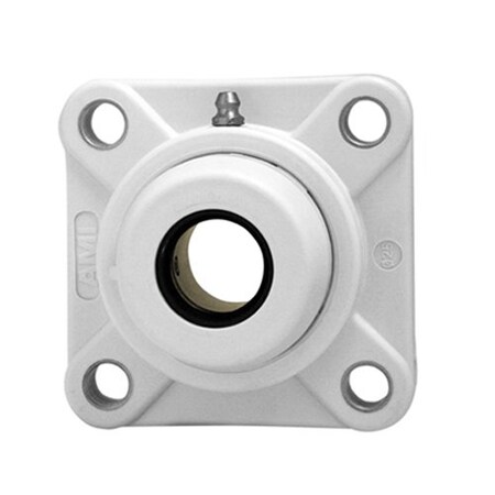 Ami Bearings SINGLE ROW BALL BEARING - 1-7/16in ZINC WIDE SET SCREW WHITE 4-BOLT FLANGE OPN COV UCFPL207-23MZ2CW