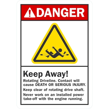Lyle Danger Keep Away! Rotating Driveline, 12x18, Non-Reflective, White G-4832-NA_12x18