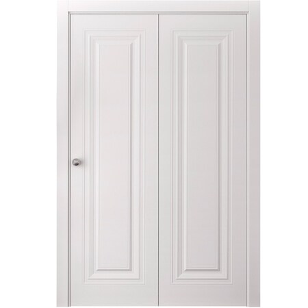 Sartodoors Sliding Closet Bi-fold Doors 84 x 96 inches, BASIC 9111 White, Sturdy Tracks Moldings Trims Hardwa BASIC9111BF-SKIN-8496
