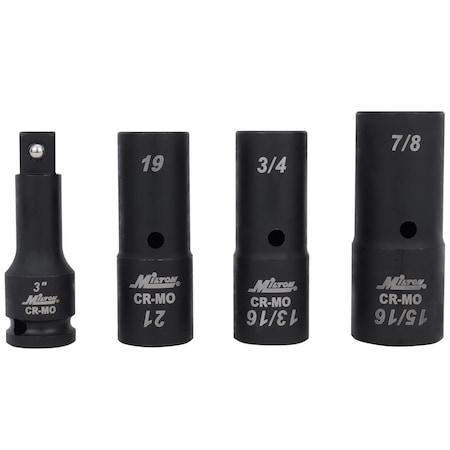 Milton 1/2 Dr. Deep Thin Wall Flip Socket Set, 4 Pieces 1300-SS-10
