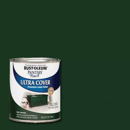 Rust-Oleum Painters Touch 2X Ultra Cover Premium Latex Paint Gloss Hunter Green 1 Qt. 1938502
