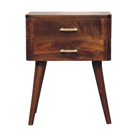 Homeroots 23" Brown Solid Wood Two Drawer Nightstand 651564