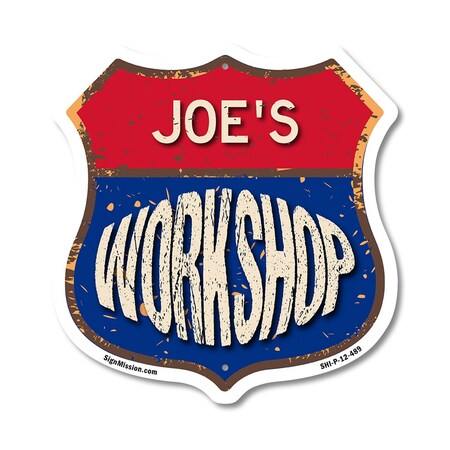 Signmission Joe's Workshop, 12 Inch X 12 Inch, Plastic Sign SHI-P-12-489-JOE