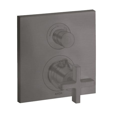Axor Citterio Thermostatic Trim with Volume Control- Cross Handle in Brushed Black Chrome 39705341