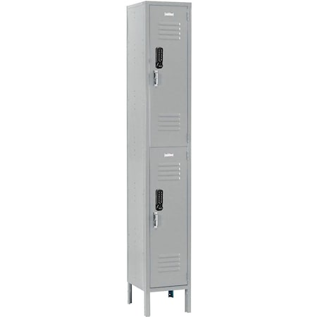Global Industrial 2-Tier 2 Door Digital Locker, 12"Wx18"Dx78"H, Gray, Unassembled 413237