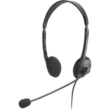 Compucessory CCS15154 Lightweight Stereo Headphones with Microphone 71 in. Cord BK CCS15154