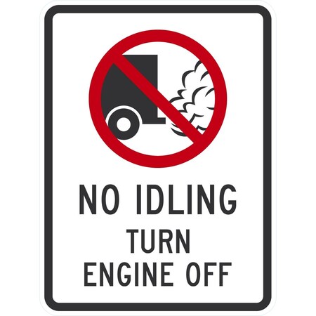Lyle No Idling Turn Engine Off (w/graphic), 18x24, Engineer Grade, White G-10102-EG_18x24