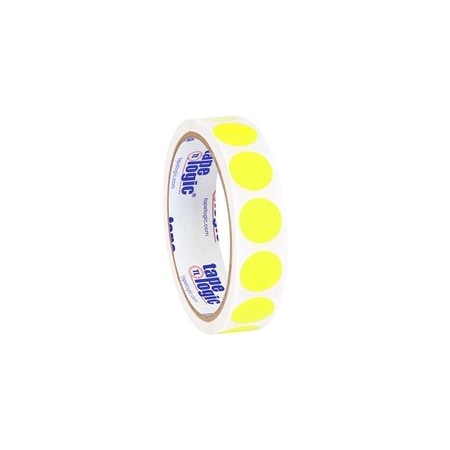 Bubblefast 3/4'' Circles - Fluorescent Yellow Removable Labels BFDL1388FY
