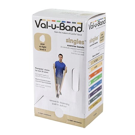 Fabrication Enterprises 5 ft. Strips Val-U-Band Exercise Band With Dispenser, Pear - 30 Piece 1596385