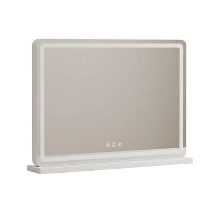 Homeroots 23" Clear Lighted Freestanding Frameless Makeup Shaving Tabletop Mirror 719118