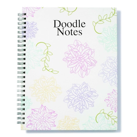 House Of Doolittle Doodle Notebook, Whimsical Floral, 100 Pages, 7 in x 9 in, Hard Cover 780-97