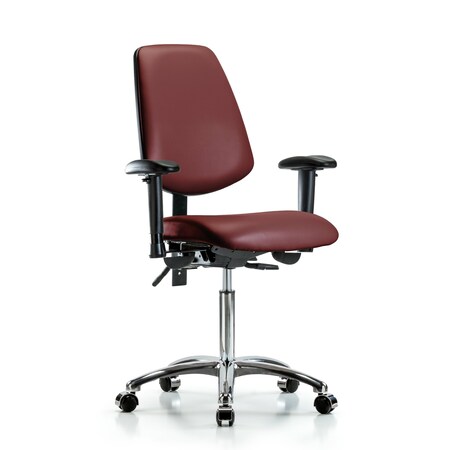 Blue Ridge Ergonomics Vinyl Chair, Vinyl, Adjustable Arms BR-VMBCH-MB-CR-T1-A1-NF-CC-8815