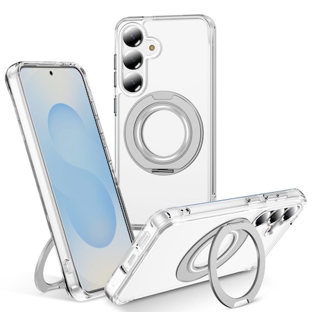 Alpha Digital Galaxy S25 Case w/ Magnetic Ring Stand- Full Protection, Soft Flex -360 shockproof S25-CLEAR