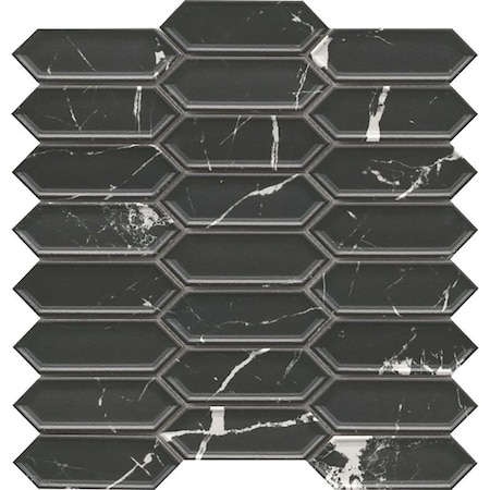Emser Tile Elegan Series Porcelain Mosaic Tile, 13 in L Tile, 10 in W Tile, Pressed Edge, Nero, 20PK W95ELEGNE1111MPKM