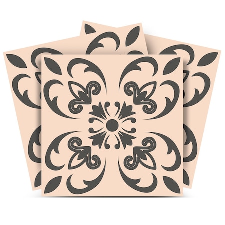 Homeroots 7" X 7" Charcoal Orchid Peel And Stick Removable Tiles 390736