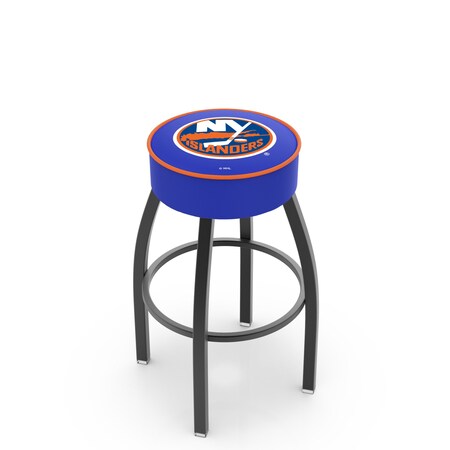 Holland Bar Stool Co 30" New York Islanders Cushion Seat, Blk Wrinkle Base Swivel Bar Stool L8B130NYIsln
