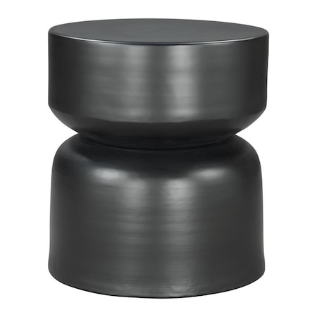 Homeroots 20" Black Iron Round Drum End Table 556553