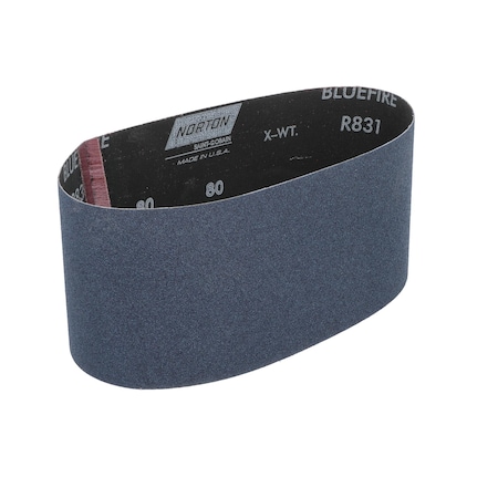 Norton Abrasives Cloth Sanding Belt, 4x24", ZA, 80 Grit, Package Quantity 5, 4" W, 24" L, Zirconia Alumina, 80 Grit 07660749276