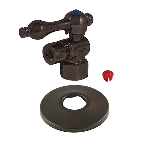 Pinpoint 0.5 in. FIP x 0.38 in. O.D. Compression Quarter-Turn Angle Stop Valve w/Flange, Oil Rubbed Bronze PI2600290