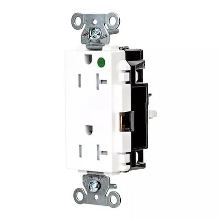 Hubbell Wiring Device-Kellems Straight Blade Receptacle, 5-20R, 20 A, 125V AC, 2 Pole, 3 Wire, Surface Mount, Grounded HBL2182STWTR