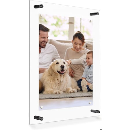 Fab Glass And Mirror Single Acrylic Magnet Wall Frame Size: 14in x14in for Art 12in x12in Black F1AC3M14X14BL