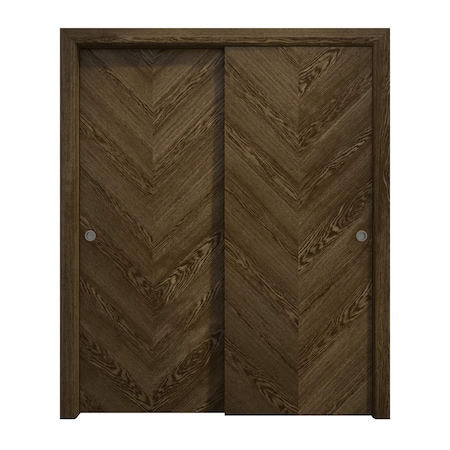 Sartodoors Sliding Closet Bypass Doors 64 x 96 inches, Ego 5005 Marble Oak, Rails Hardware Set, Wood Solid B EGO5005DBD-DMR-6496