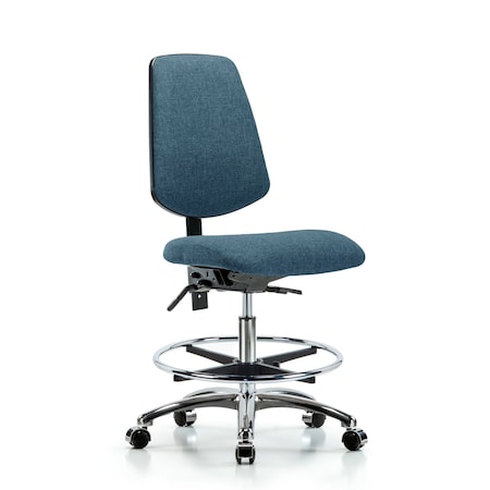 Blue Ridge Ergonomics Fab Med Bench Chair, Bk, CF, Cast, Blu, No Arms, 22" to 29" Height, Blue BR-FMBCH-MB-CR-T0-A0-CF-CC-F43